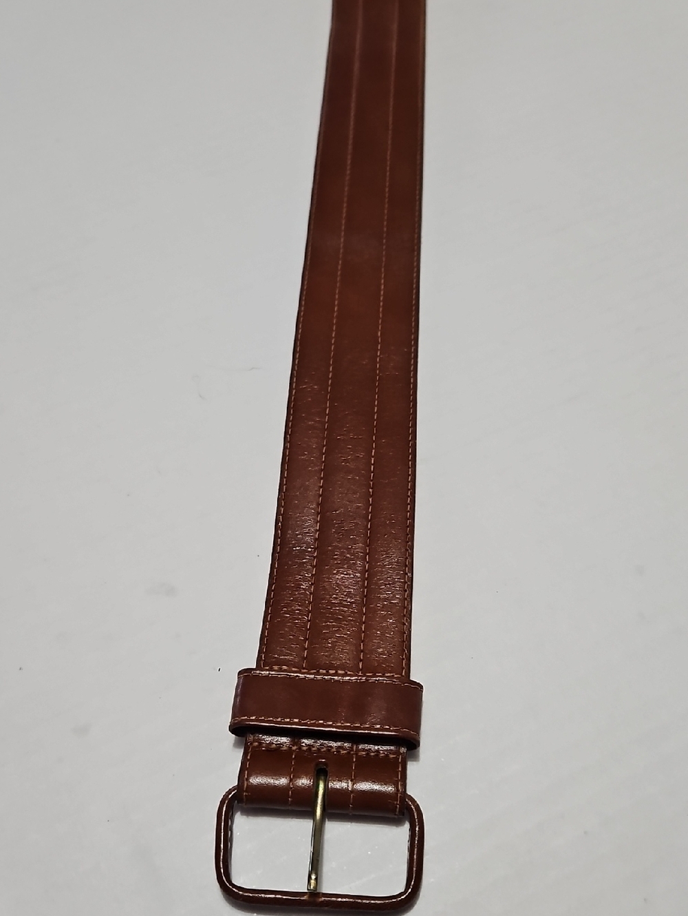 Cipriani Italian Saddle Leather Brown Wide Belt with Contrast Stitching Size M - Picture 2 of 9